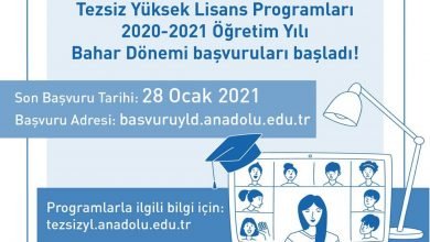 2020-2021 Açıköğretim Yüksek Lisans Başvuruları (Bahar Dönemi)