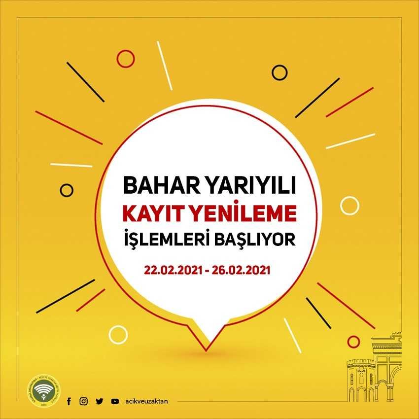 İstanbul Üniversitesi (AUZEF) 2021 Bahar Dönemi Kayıt Yenilemeleri