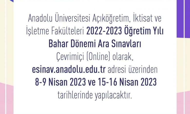 2023 Bahar Dönemi AÖF Sınavları Online